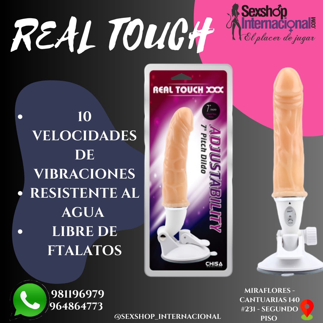 DILDO CON VIBRACION-REAL TOUCH-SE ADIERE A CUALQUIER SUPERFICIE PLANA-SEXSHOP LIMA 971890151 